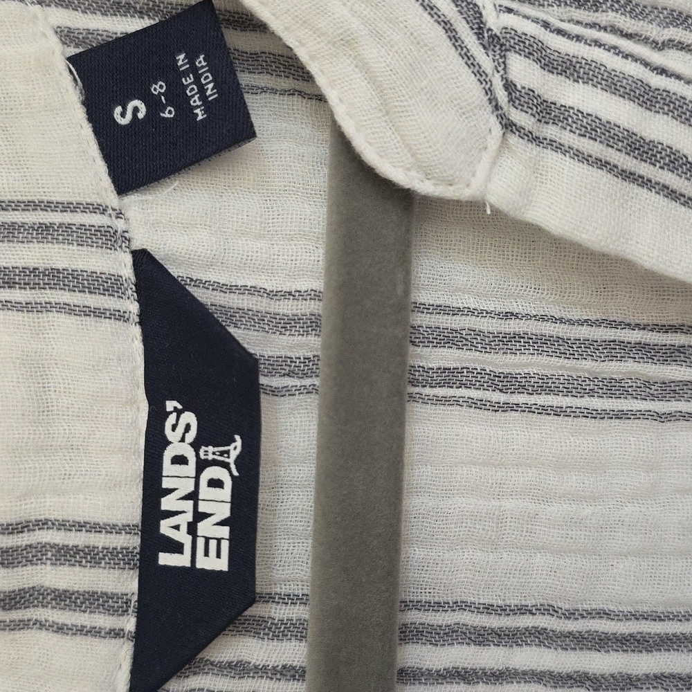 Lands End Gray & White Stripe Pull Over Cotton Dress.  Size Small - Picture 7 of 9